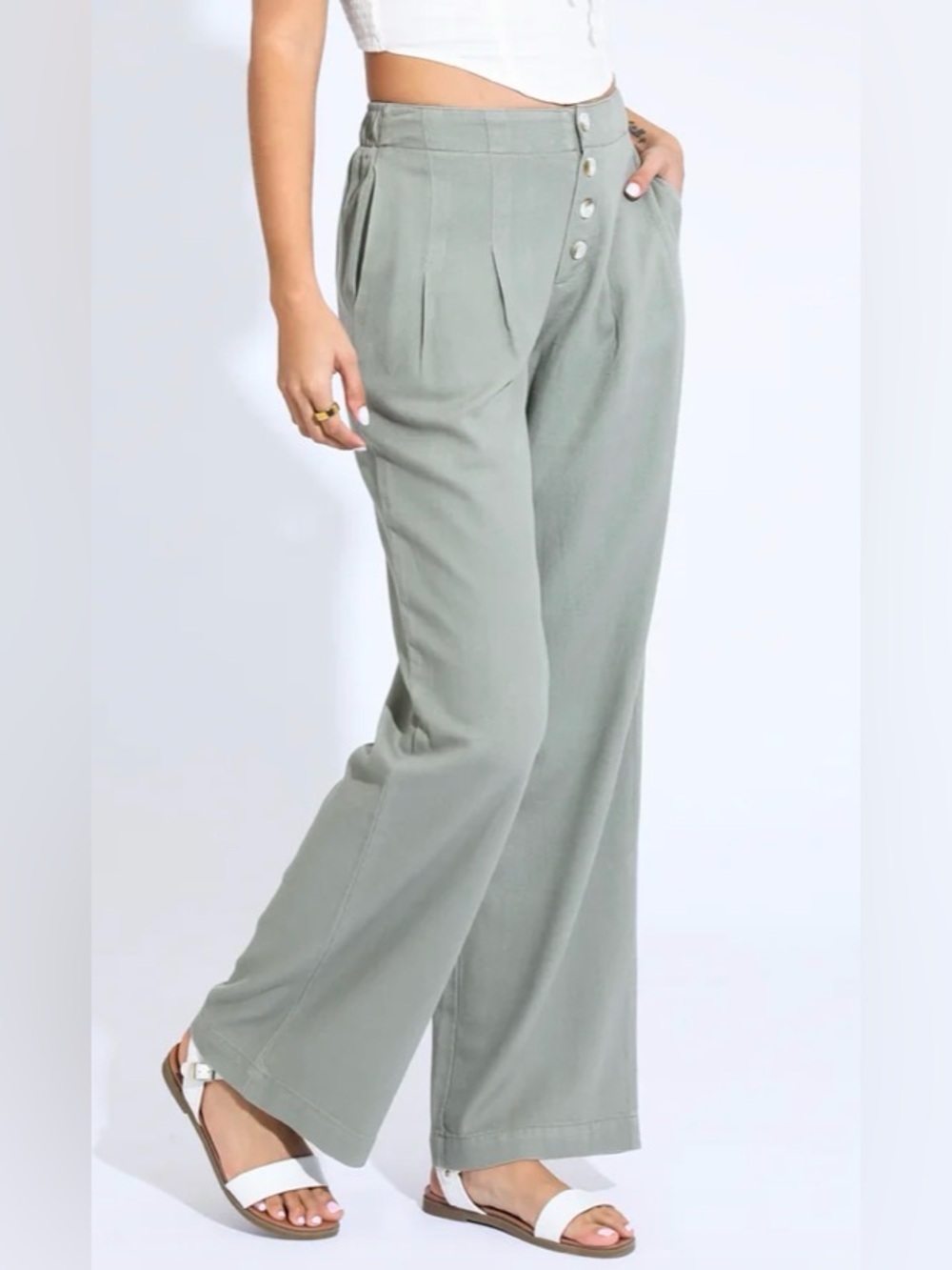 Rewash Sage Green Linen Blend Wide Leg Beach Pants - NWT - Size XL